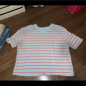 Ardene’s blue and red striped crop t shirt